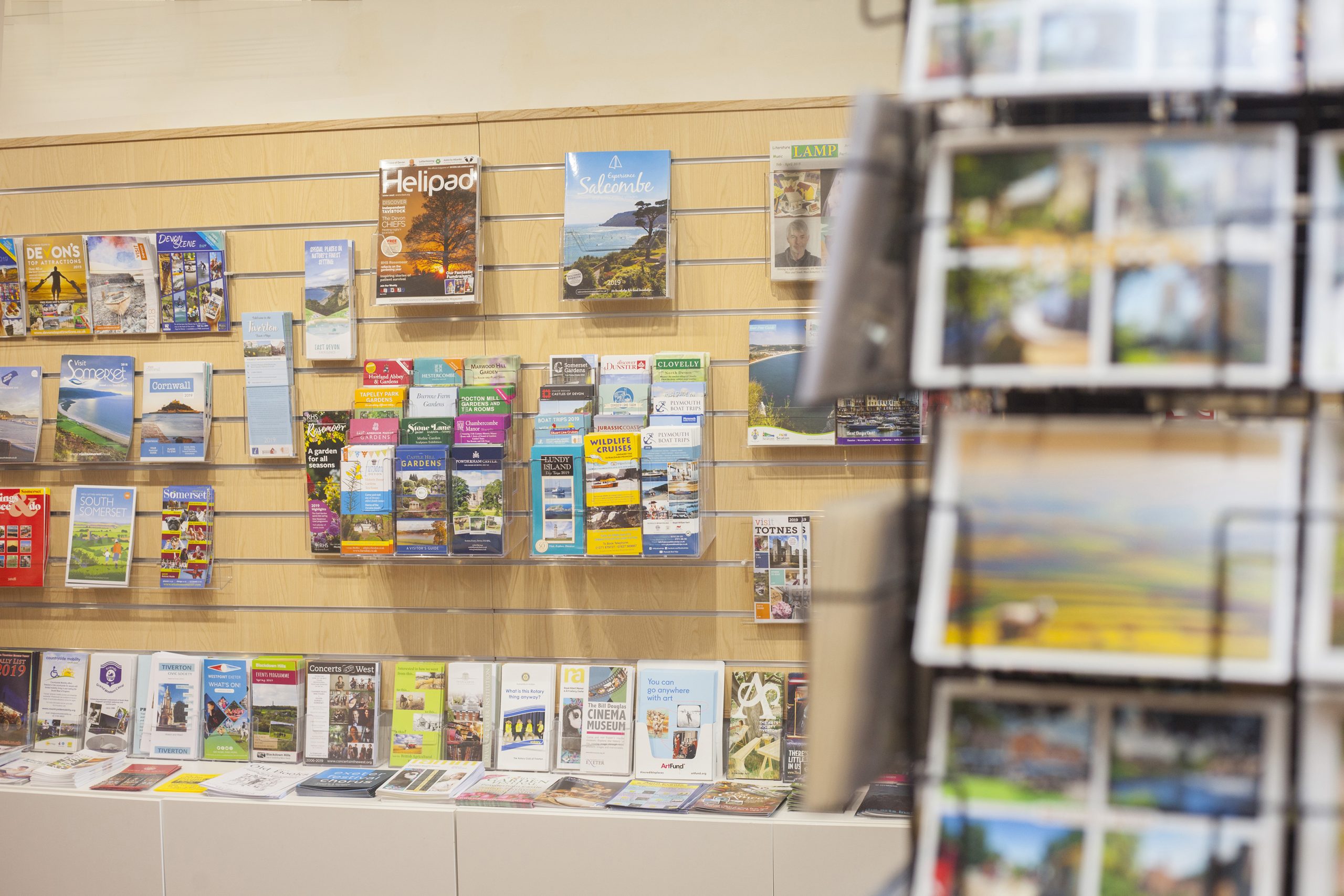 A display of tourist information leaflets