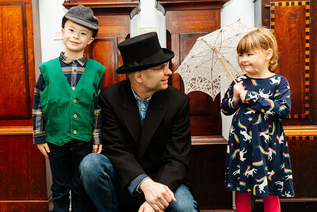 Two boys in dressing up clothes